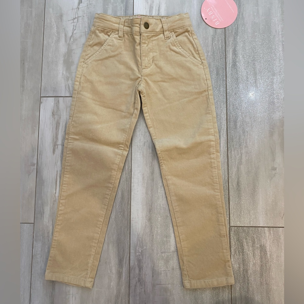 NWT Bisby Essentials Khaki Tan Twiggy Corduroy Adjustable Waist Pants, girls 5